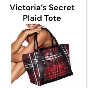 Victoria's Secret Red Plaid Tote Bag Limited Edition